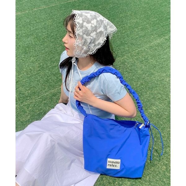 마스마룰즈 MASMARULEZ Nylon 2way shirring hobo bag_Blue5014258936 124562