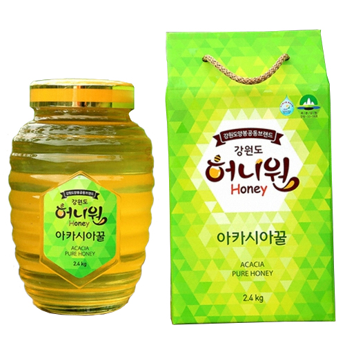강원도 허니원 아카시아꿀 2.4kg (유리병) (1개)