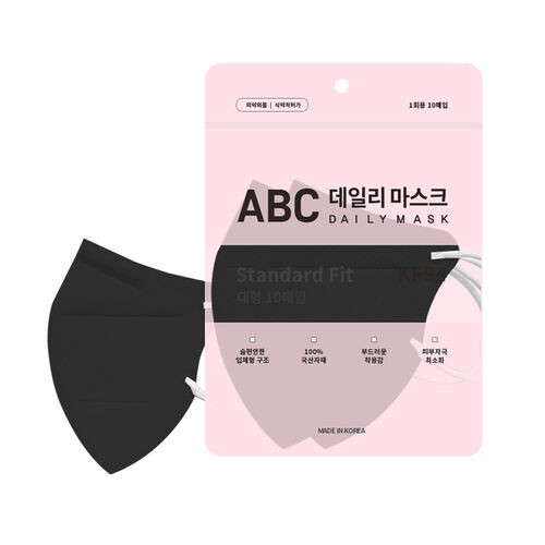 하도웨버스 ABC 데일리 마스크 KF94 대형 블랙 10매입 (100매)_이미지