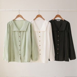 아이우먼 빅사이즈사랑해요 K255L208 투핀턱카라블라우스 LY