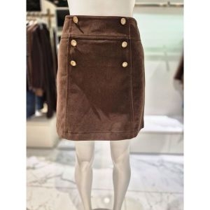 올리브데올리브 금장 단추 스웨이드 미니 스커트 OL5AS801