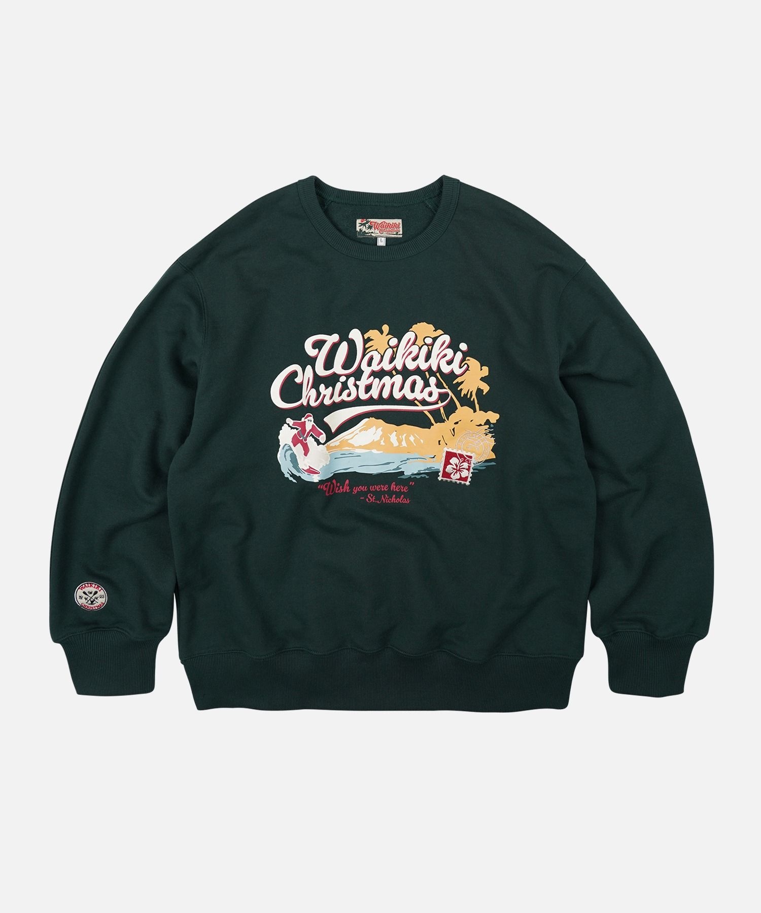 프리즘웍스 FRIZMWORKS WAIKIKI CHRISTMAS POSTCARD SWEATSHIRT _ GREEN FZWCTS002 234286