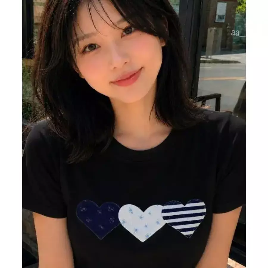 로긴 ROGIN N ROSIE Heart Patch Cotton T-shirt Black New RG_TO_024_2 154428_이미지