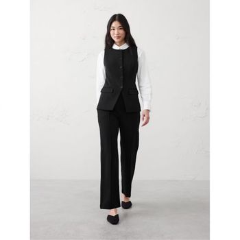 바나나리퍼블릭 우먼 롱 폰테 컷어웨이 베스트 조끼 블랙 11331673