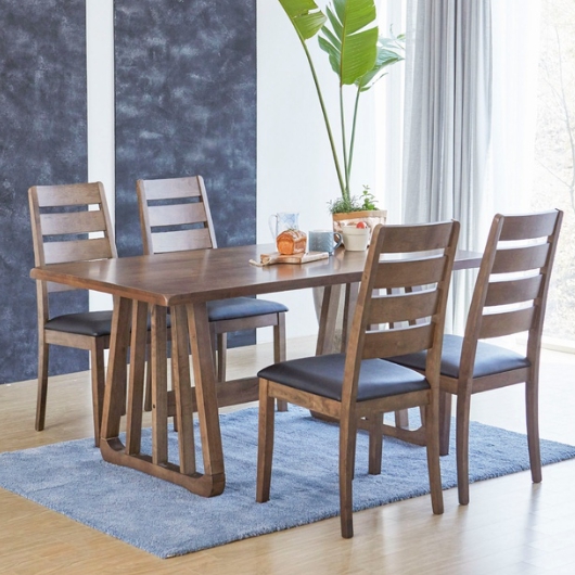 베스트리빙 몬타 우드슬랩 고무나무 원목 식탁 1600 (루마니아의자4개)_이미지