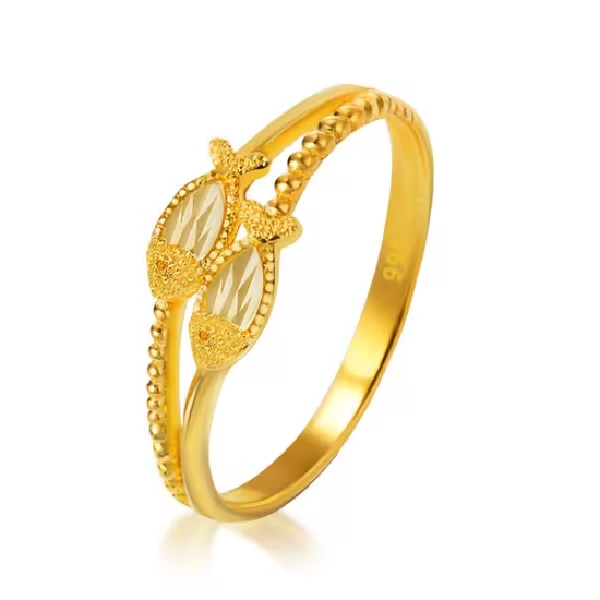 한국금다이아몬드 물고기 반지 금 여자 행운 두줄 디자인 1.875g_이미지