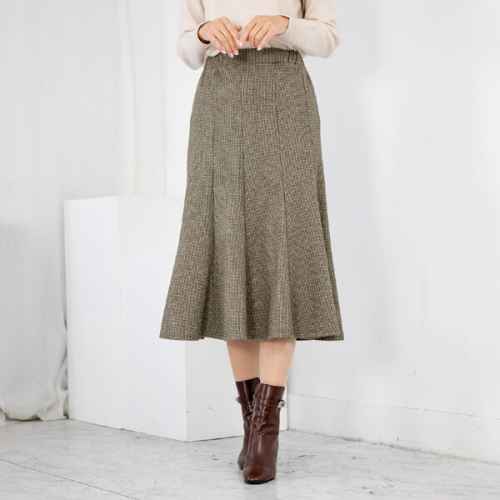 모슬린 엄마옷 60대 여성 기모 인어라인 플레어 롱스커트 511HJK200 중년여성/50대/70대