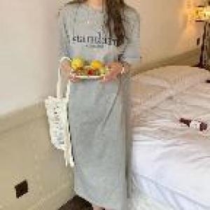 레터링 반팔 롱 원피스 HH-D68 WBC33D0