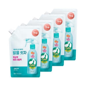 LG생활건강 온더바디 발을씻자 코튼 풋샴푸 자몽민트향 리필 500ml (4개)_이미지
