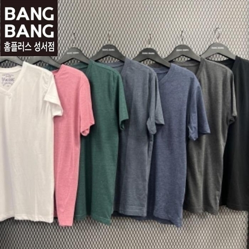 뱅뱅 HC04 남녀공용 브이넥 무지기본반팔티셔츠 반값 정사이즈 V넥 반팔 면 티셔츠 13098326_이미지