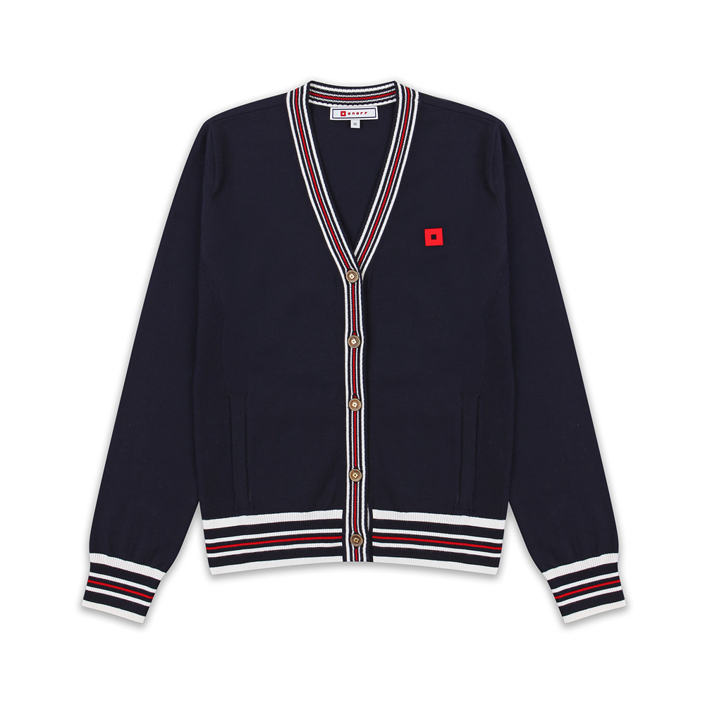 온오프 삼배색 클래식 가디건 OF2812LA_NAVY