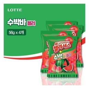 롯데제과 수박바 젤리 56gx4개
