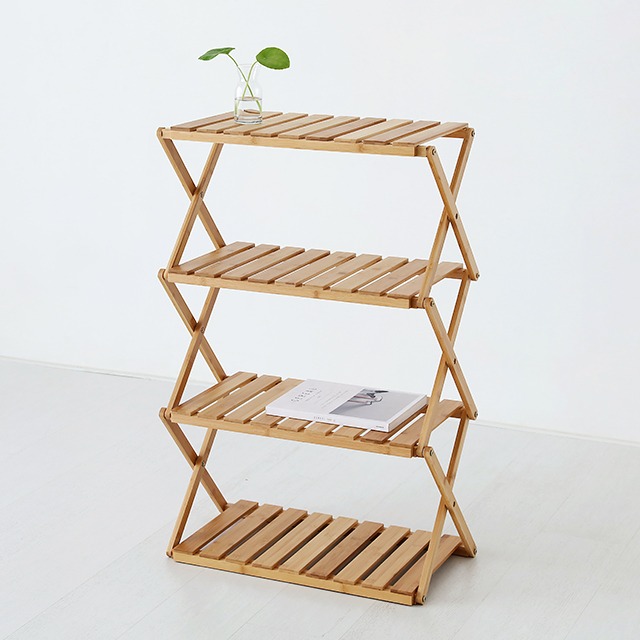 JAWAL 넓은 4단 대나무 선반