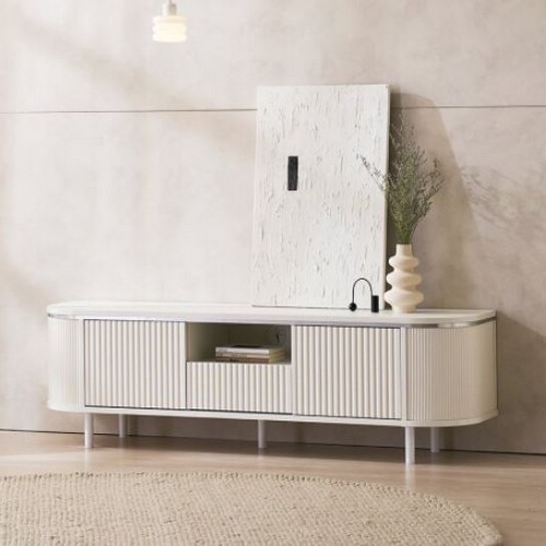 바로크가구 엘리 3D템바 실버엣지 라운드 거실장 티비다이 1.6m