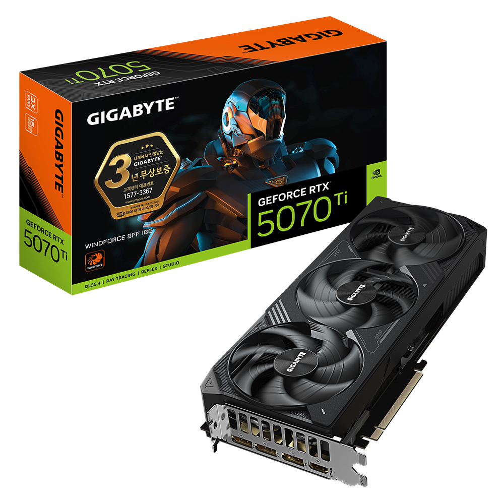 GIGABYTE 지포스 RTX 5070 Ti WINDFORCE SFF D7 16GB 제이씨현_이미지