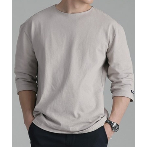 업클라스 세미 오버핏 여름용 립넥 7부 티셔츠 b203_이미지