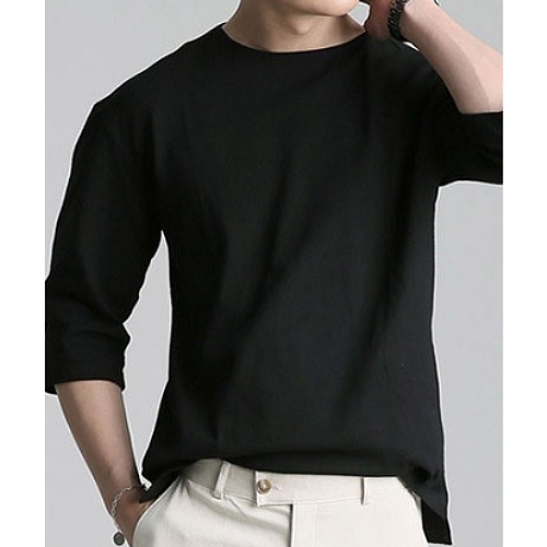 업클라스 세미 오버핏 여름용 립넥 7부 티셔츠 b203_이미지