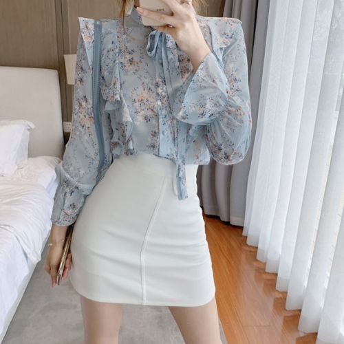 219582 봄꽃 프릴 블라우스 셔츠 오피스룩