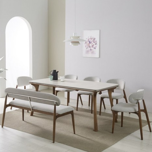 리빙룸가구 에리카 애쉬원목 18T 양면 포세린 세라믹 식탁 1500