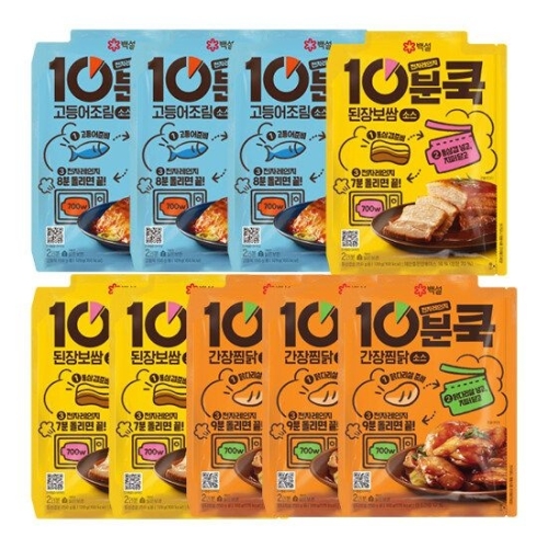 CJ제일제당 백설 10분쿡 된장보쌈소스 120g x 3개 + 간장찜닭소스 100g x 3개 + 고등어조림소스 120g x 3개