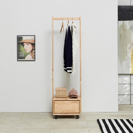 리안 참죽 원목 이동식 행거 400