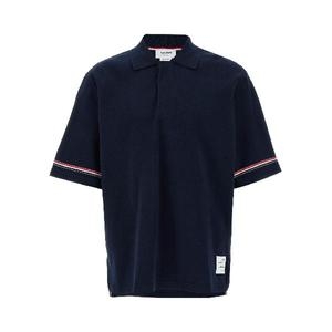 톰브라운 남성 럭비핏 RWB 스트라이프 반소매 폴로 셔츠 네이비_MJP209AJ0199415_이미지