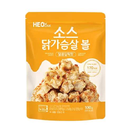 허닭 소스 닭가슴살볼 달콤갈릭맛 100g (10개)
