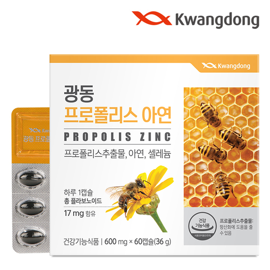 광동생활건강 프로폴리스 아연 600mg 60캡슐