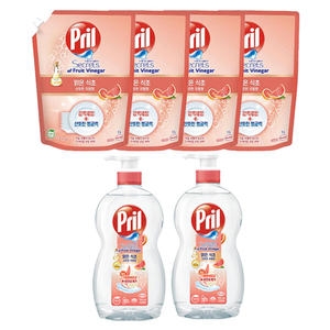 헨켈홈케어 프릴 맑은식초 주방세제 산뜻한 자몽 700ml + 리필 1L (본품2개+리필4개)