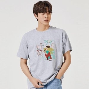 키밍 헬로 겨울 추위 그래픽 캐쥬얼 반팔티 W7E20BD_이미지