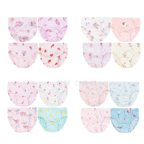 중동텍스타일 오가닉맘 아동 여아삼각팬티 4종세트 MLSUUP19S