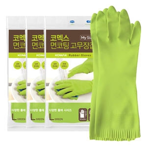 코멕스 면코팅 고무장갑 그린 (대) (3켤레)_이미지