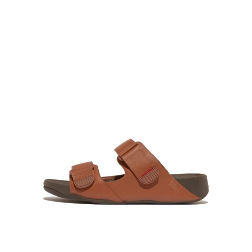 핏플랍 남성 고흐 목 레더 슬라이드 다크 탄 FT61K1D04C_이미지