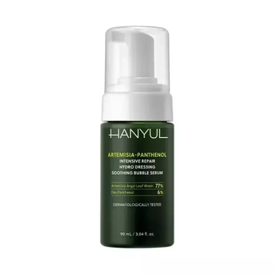 한율 쑥판텐 인텐시브 리페어 수분드레싱 진정 버블 세럼 90ml (1개)_이미지