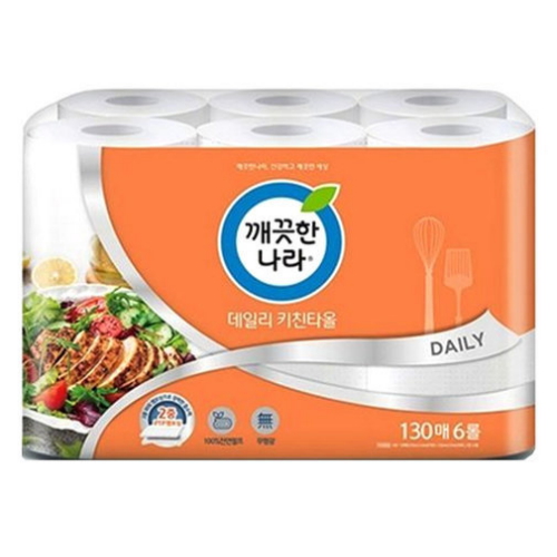 깨끗한나라 데일리 키친타월 그린패키지 130매 (6입) (4팩(24입))_이미지