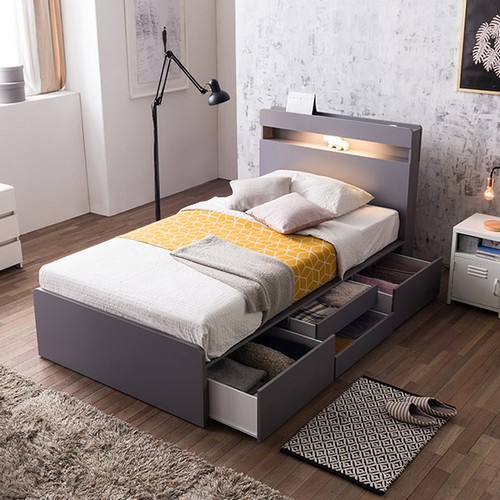 삼익가구 NEW 루시드 4단 서랍 수납 LED침대 Q (본넬스프링)_이미지