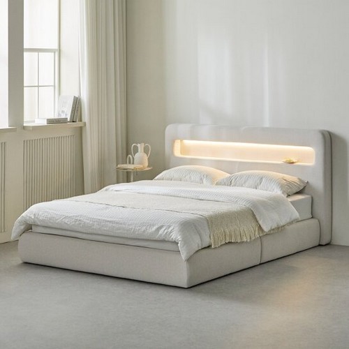 휴먼앤퍼니처 루피 LED 패브릭 평상형 호텔 침대 K (독립스프링)_이미지