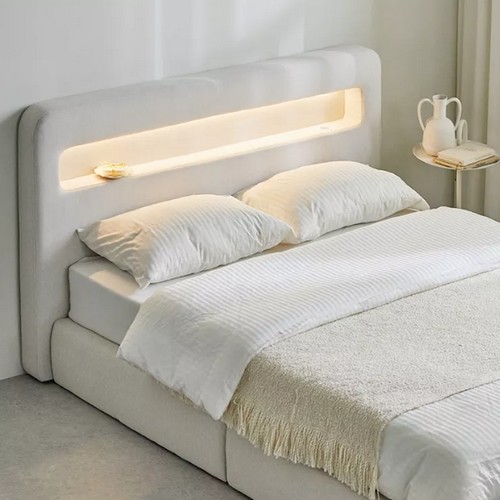 휴먼앤퍼니처 루피 LED 패브릭 평상형 호텔 침대 K (독립스프링)_이미지