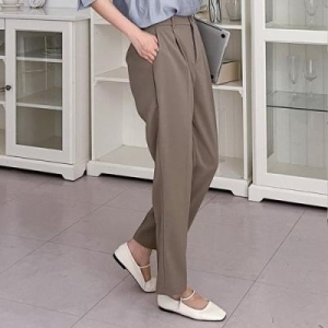 샵앤 여성 뒷밴딩 원턱 데일리 정장 슬랙스 팬츠 21DS-WPT-3797-블랙_이미지