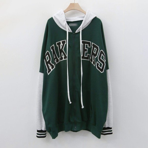 아이우먼 배색레이커후드집업 POK324M409 빅사이즈