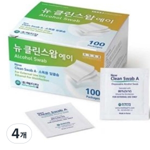 메디탑 뉴클린스왑 에이 소독용 알콜솜 100개입 4개