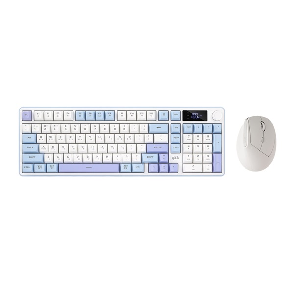지클릭커 OFFICEPRO WMK600 사일런스 M LCD 98 무선 키보드 마우스 세트 (Sky City)_이미지