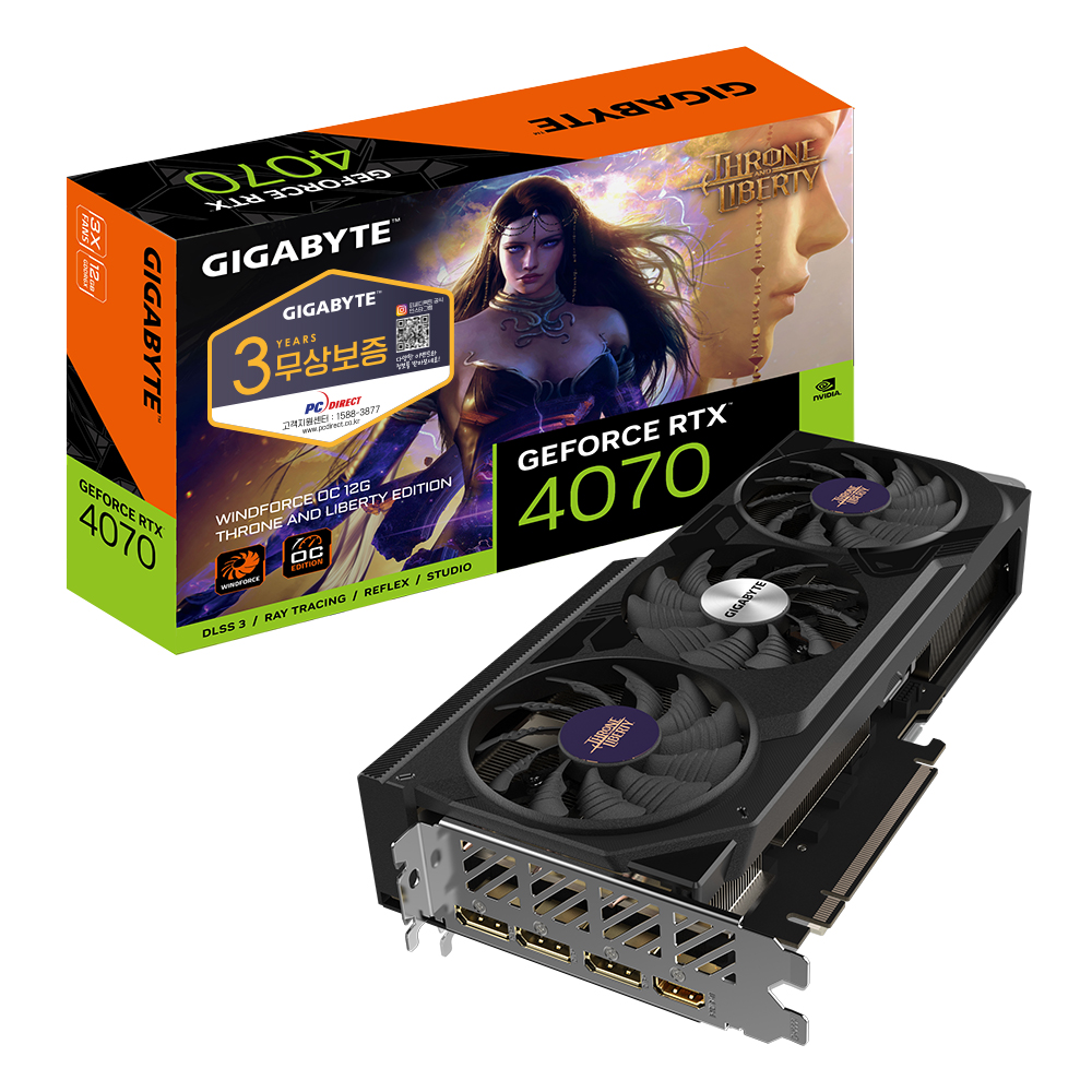 GIGABYTE 지포스 RTX 4070 WINDFORCE OC THRONE AND LIBERTY EDITION D6X 12GB 피씨디렉트