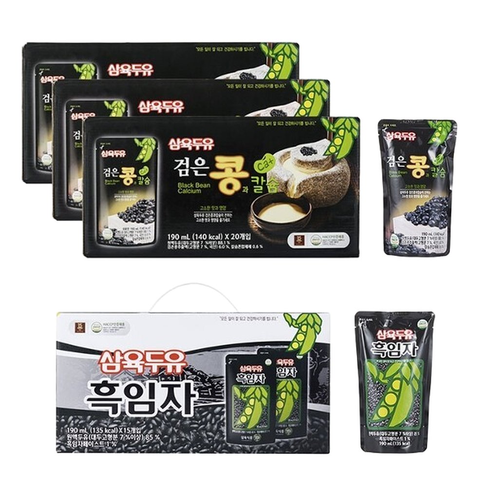  삼육식품 블랙푸드 세트 검은콩과 칼슘 60팩 + 흑임자 20팩 (총 80팩) [1개]