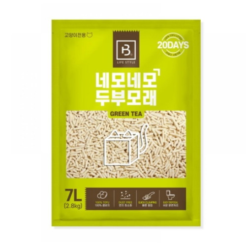 피에스코리아 네모네모 두부모래 가는입자 녹차 2.8kg (1개)_이미지