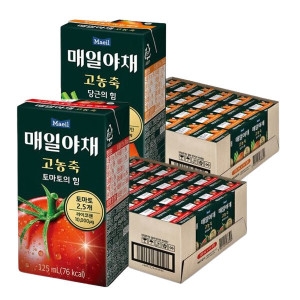 매일유업 매일야채 고농축 토마토의 힘 125ml 24개 + 당근의 힘 125ml 24개이미지입니다. 누르면 해당 게시물로 새창이동합니다.