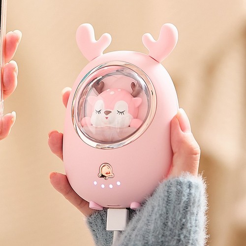 에메랄드Mall 캐릭터 손난로 보조배터리 분홍사슴 6500mAh_이미지