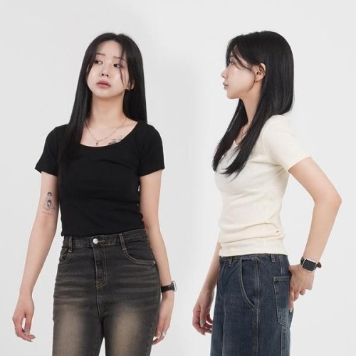 셀러허브 화이트빌딩 유넥 티셔츠 브이넥 반팔티 흰티 기본 이 S38039827_이미지