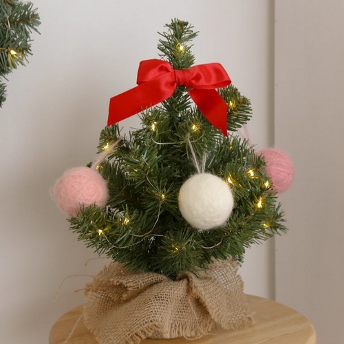 골든하비스트코퍼레이션 포홈 크리스마스 털실볼 미니 트리 세트 (30cm)