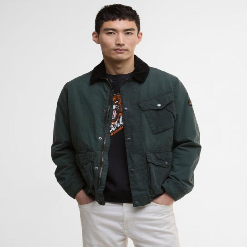 바버 남성 카키 B.Intl Drifter 왁스 자켓 URJU5F037 E3 인터내셔널 드리프터 Wax Jacket